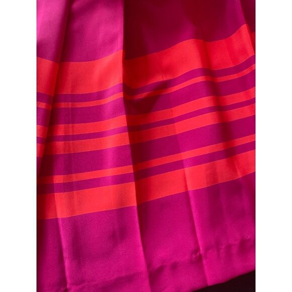 Liz Claiborne Pink Orange Striped Rayon Pleated Midi Skirt Size 8 - Picture 5 of 6